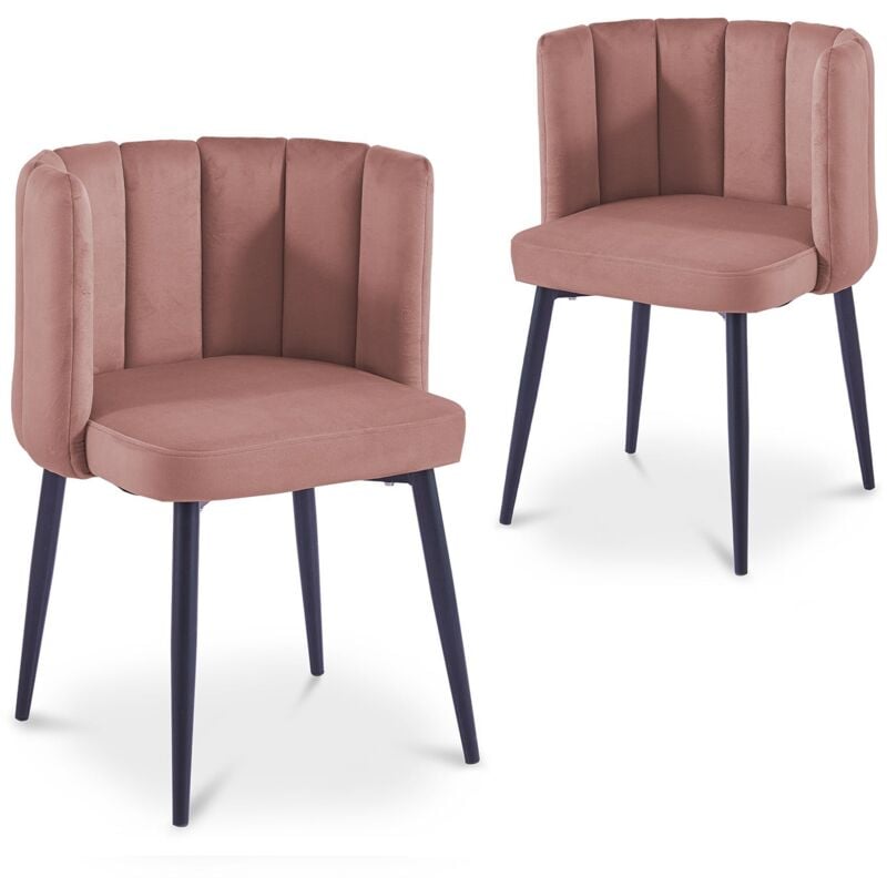 Deco In Paris - debby - Lot de 2 chaises design en velours rose debby