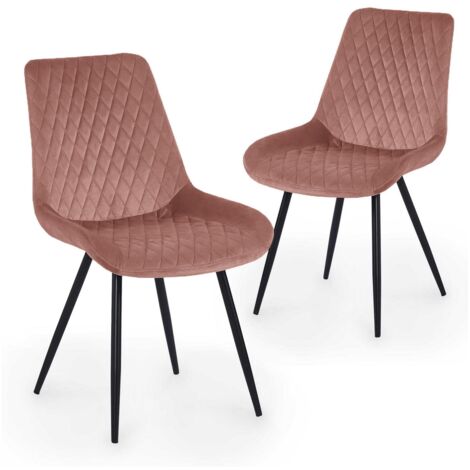 Lot de 2 chaises design en velours rose YOLA