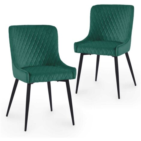 Lot de 2 chaises design en velours vert JENNY