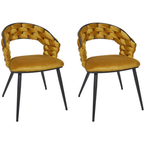 Lot de 2 Chaises Design "Salyer" 82cm Jaune Moutarde
