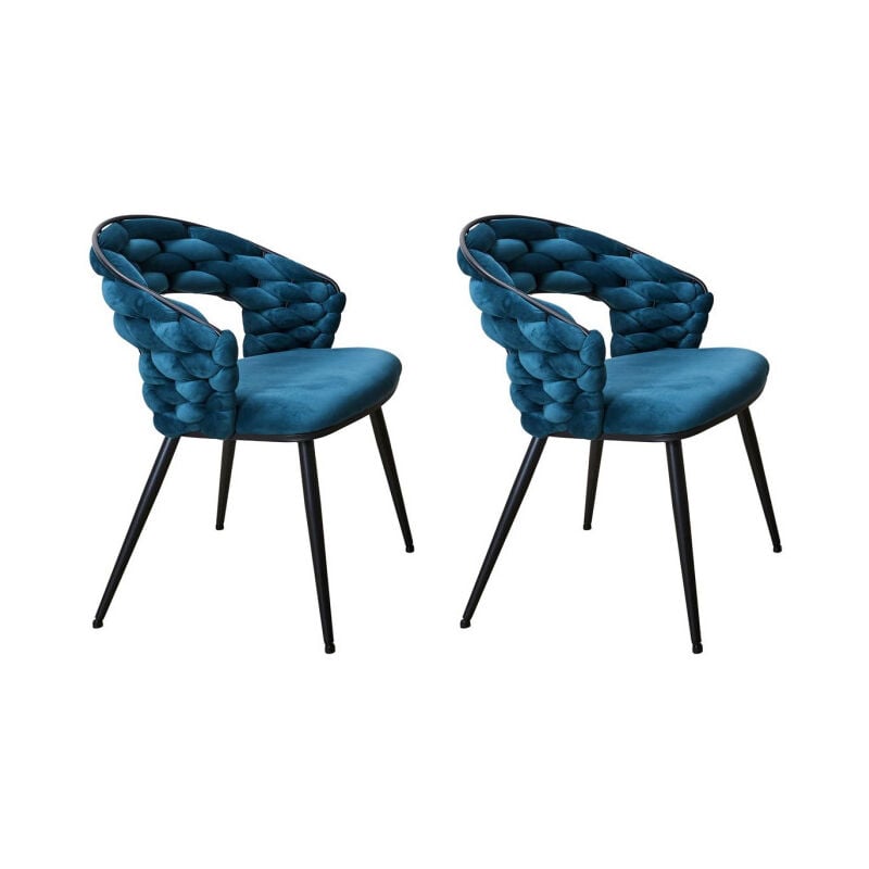 Lot de 2 Chaises Design "Sawyer" 82cm Bleu Canard
