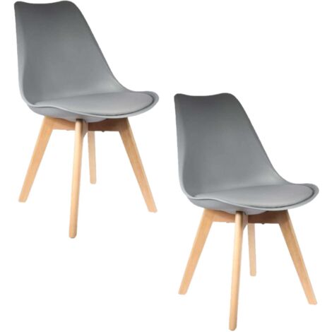 Lot de 2 chaises design scandinave avec coussin rembourré