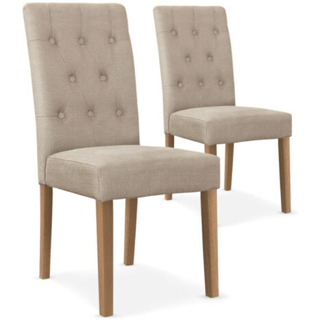 Lot de 2 Chaises Design Tissu "Charmly" 99cm Beige