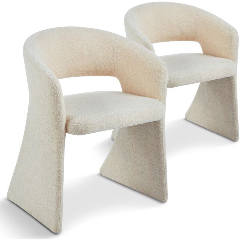 Lot de 2 chaises design Tootsie Tissu bouclette Crème