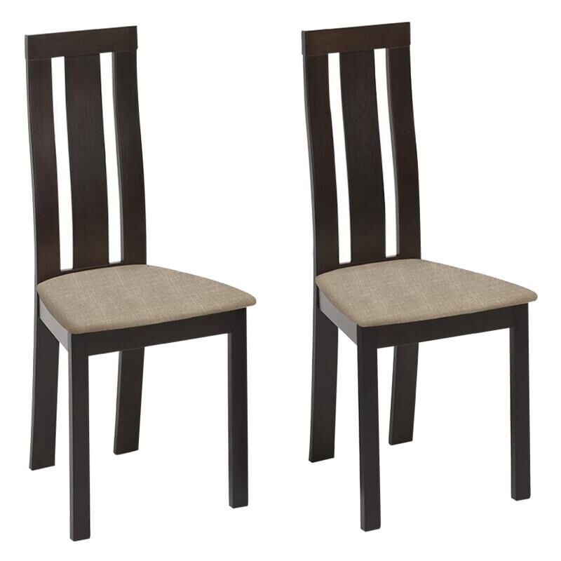 Vente-unique - Lot de 2 chaises domingo - Hêtre massif wengé