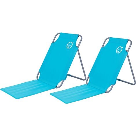 Lot de 2 chaises dossiers de plage pliables - O'Beach - Dimensions : 45 x 163 x 44 cm - Bleu