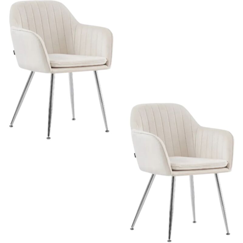 Lot de 2 chaises Chic kanvas Velours beige