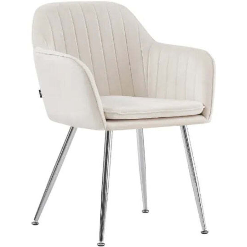 Homy France - Lot de 2 chaises Chic kanvas Velours gris pieds Chromés