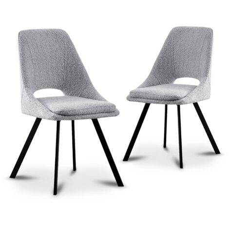 Lot de 2 chaises effet peau de mouton gris clair NARCISSE
