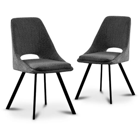 Lot de 2 chaises effet peau de mouton gris foncé NARCISSE