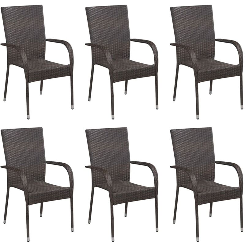 Maison Chic - Chaises empilables d'extérieur 6 pcs, Chaises d'extérieur, Fauteuils de jardin résine tressée marron togp71656 design in