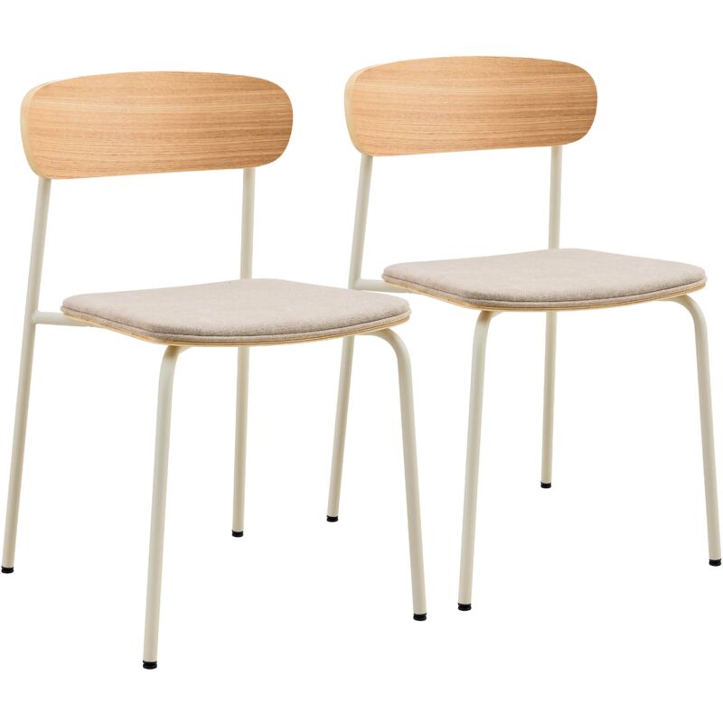 Oviala - Lot de 2 chaises empilables en bois beige