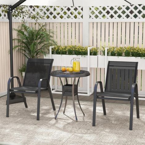 Lot de 2 Chaises Empliables Tissu Respirant Structure Antirouille Charge Max 120KG Jardin Terrasse Noir CW8334 Maison Chic