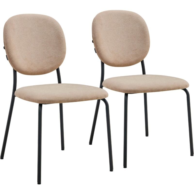 Oviala - Lot de 2 chaises en acier et tissu beige