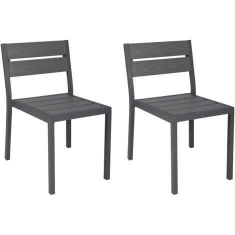 Lot de 2 chaises en aluminium et bois Gris