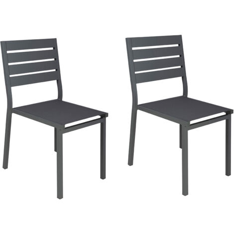 Lot de 2 chaises en aluminium et textilene Gris