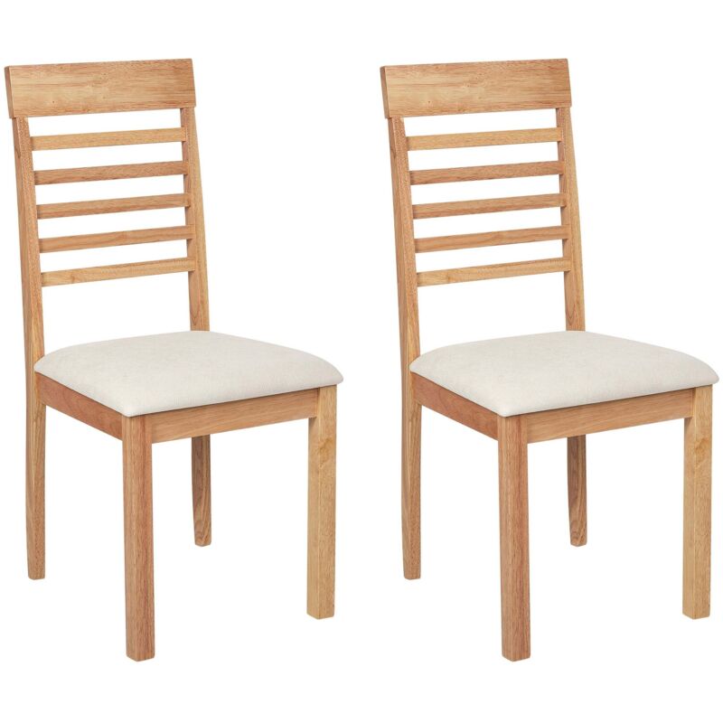Beliani - Lot de 2 Chaises en Bois Clair Rembourrées Beige Clair Ortley