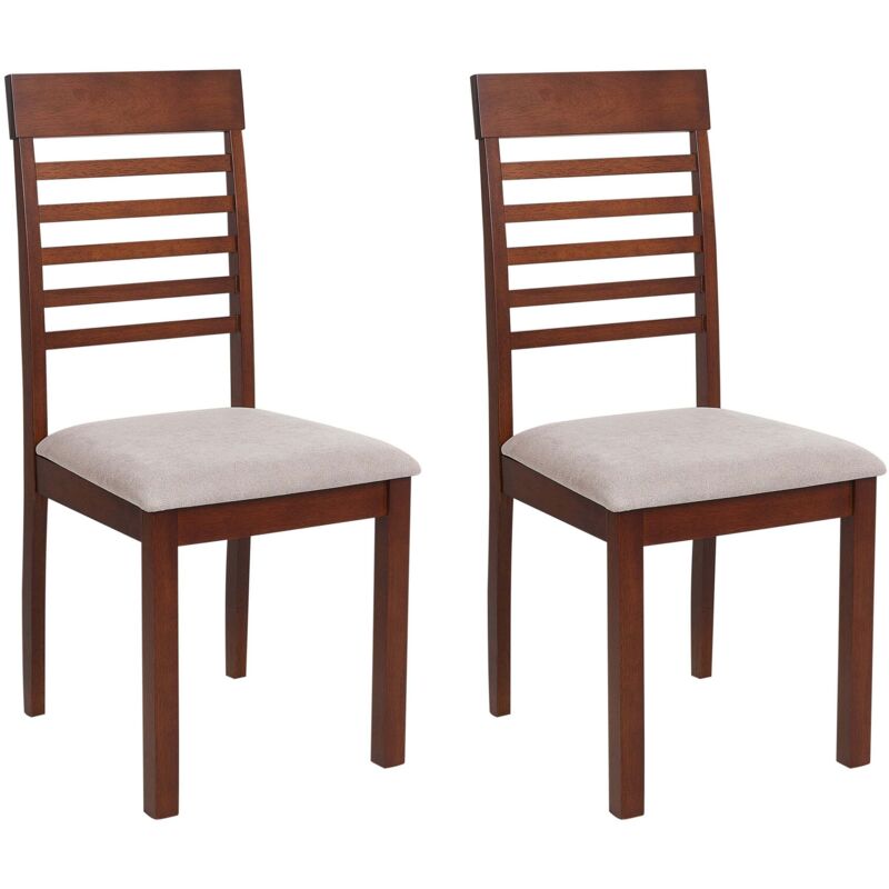 Beliani - Lot de 2 Chaises en Bois Foncé Rembourrées Taupe Ortley