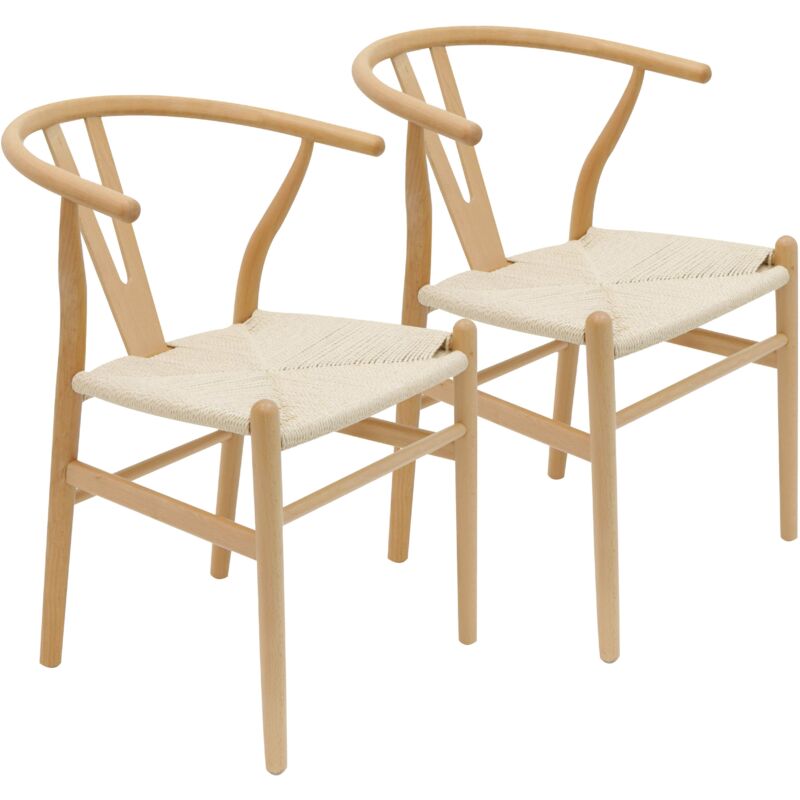 Lot de 2 chaises style scandinave en bois massif