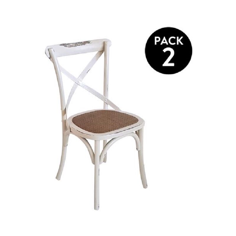 Fashion Commerce - Lot de 2 chaises en bois blanc