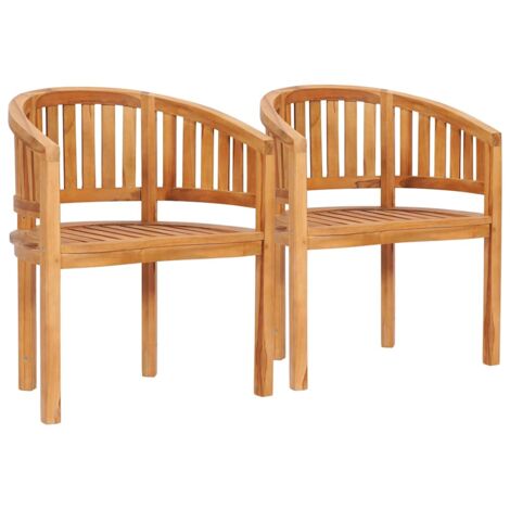 Lot de 2 Chaises en forme de banane - Chaise de Bureau, Salon et de Cuisine Bois de teck solide BSRHS145663