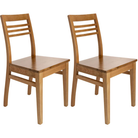 Lot de 2 chaises en hêtre chêne clair assise bois - AGATHE