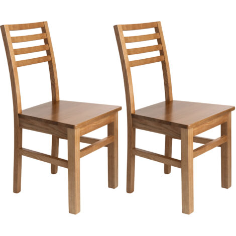 Lot de 2 chaises en hĂŞtre chĂŞne clair assise bois - LOUISE