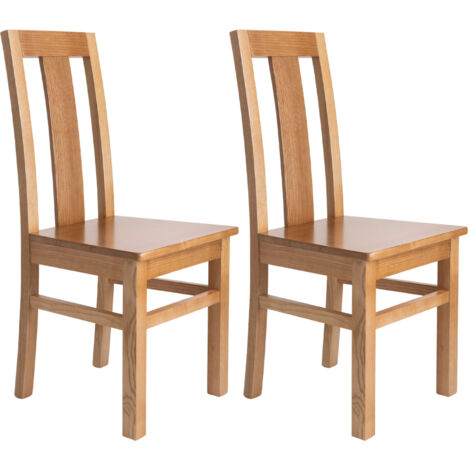 Lot de 2 chaises en hêtre chêne clair assise bois - MARTHA