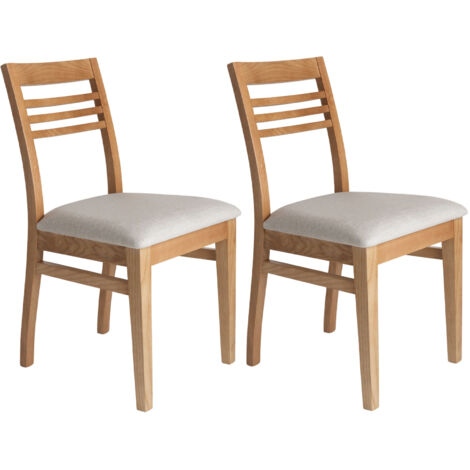 Lot de 2 chaises en hêtre chêne clair assise tissu beige - AGATHE