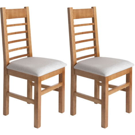 Lot de 2 chaises en hĂŞtre chĂŞne clair assise tissu beige - RIPAL