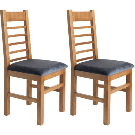 Lot de 2 chaises en hêtre chêne clair assise tissu gris - RIPAL