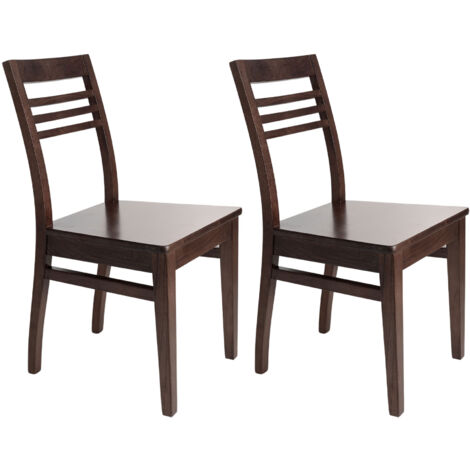 Lot de 2 chaises en hêtre chêne foncé assise bois - AGATHE