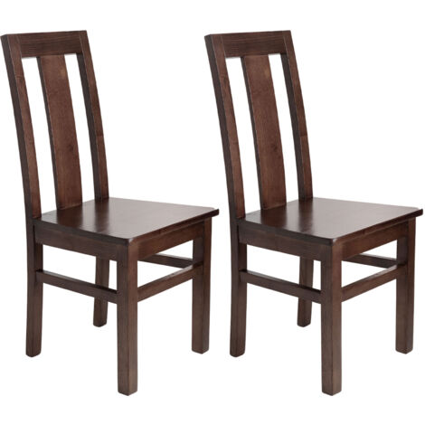 Lot de 2 chaises en hêtre chêne foncé assise bois - MARTHA