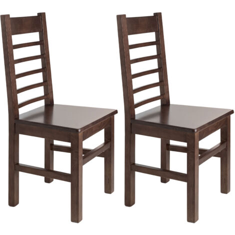 Lot de 2 chaises en hêtre chêne foncé assise bois - RIPAL