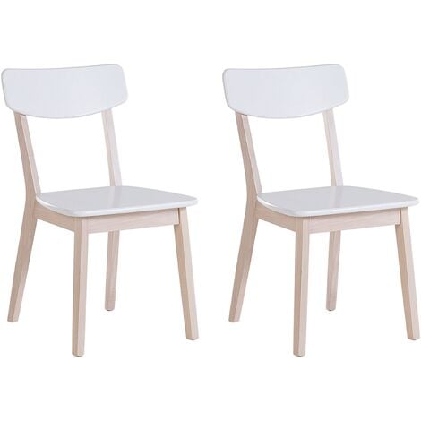 Lot 2 Chaises Traditionnelles en Bois MDF Blanc Design Moderne et Style Intemporel Universel pour Salle à Manger ou Cuisine Beliani - Blanc