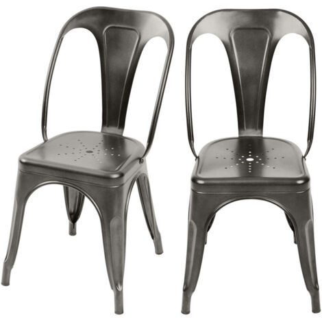 Lot de 2 chaises en métal gris - INDUS