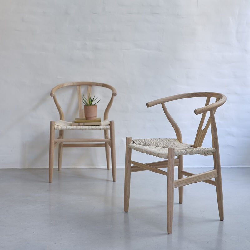 Chaise en mindi massif et assise tissée (lot de 2)