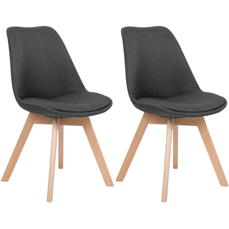 Beliani - Lot de 2 Chaises en Tissu Gris et Bois de Hêtre pour Salle à Manger ou Bar Dakota
