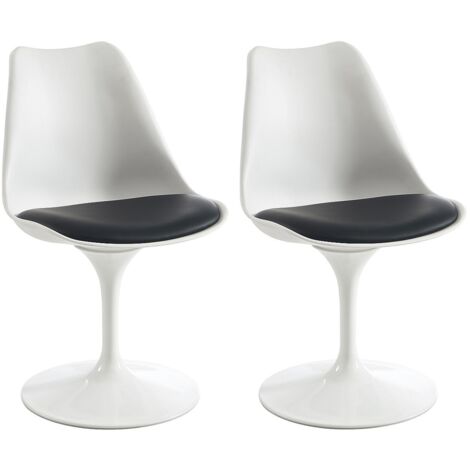 Lot de 2 chaises en polypropylène, simili et acier - Blanc et Noir - XAFY