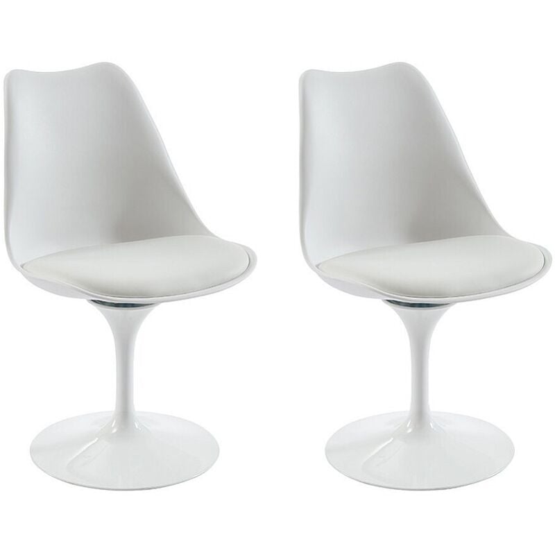 Vente-unique - Lot de 2 chaises en polypropylène, tissu et métal - Blanc - xafy
