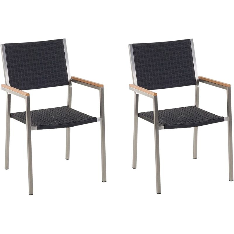 Beliani - Lot de 2 chaises en rotin et en acier GROSSETO