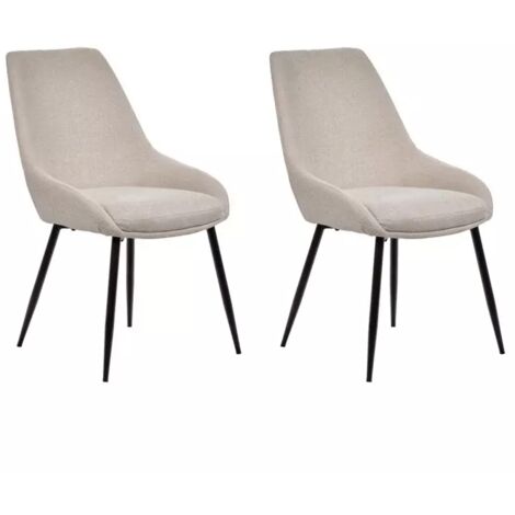 Lot de 2 chaises en tissu beige et pieds fins en métal noir - JAZZY 2