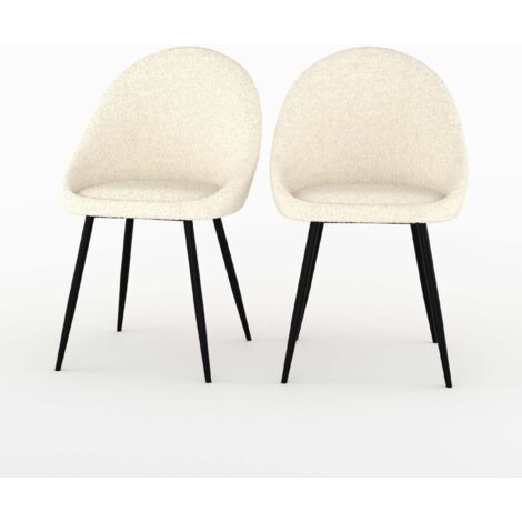 Lot de 2 chaises en tissu bouclé blanc cassé - RONA