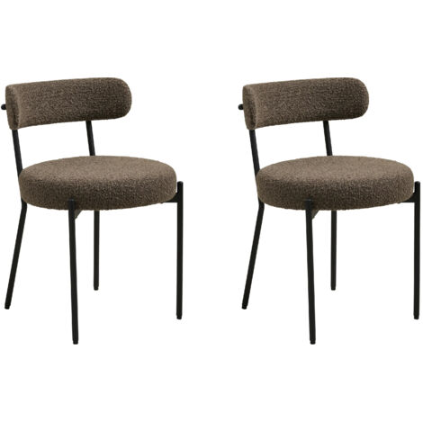 Lot de 2 chaises en tissu bouclette et métal BADALONA-Marron