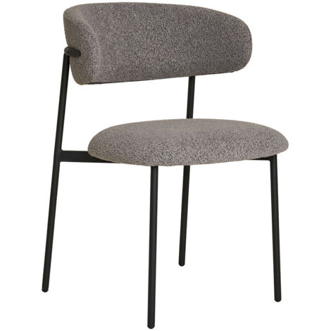 Lot de 2 chaises en tissu bouclette et métal - Gris - MIRA