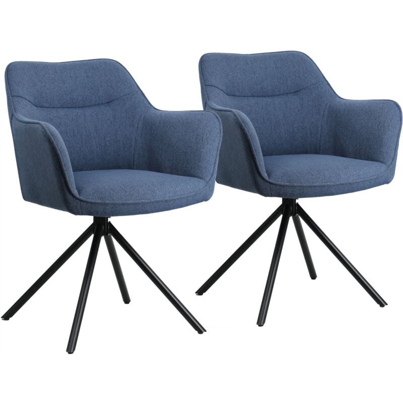 HAPPY GARDEN - Lot de 2 chaises en tissu bleu DANNA