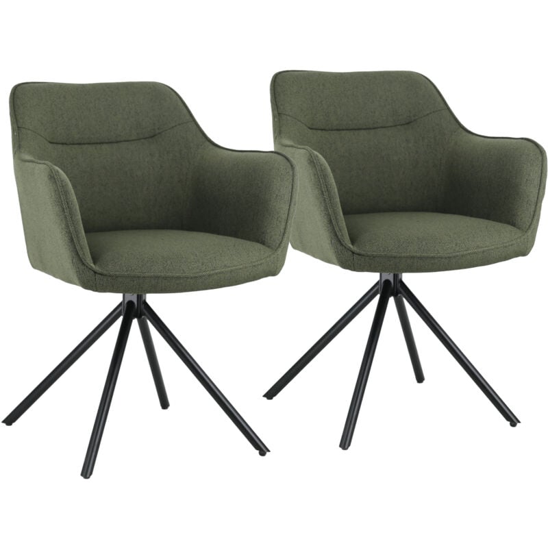Happy Garden - Lot de 2 chaises en tissu vert danna
