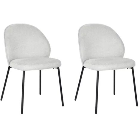 Lot de 2 chaises en tissu écru pieds minimalistes métal noir - BLAIR