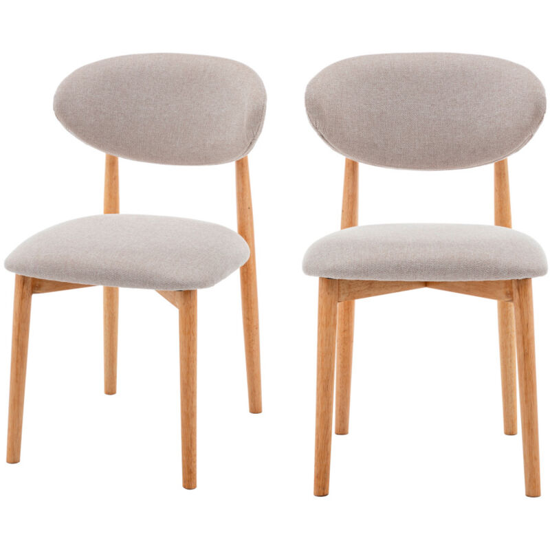Drawer - Lot de 2 chaises en tissu et bois - Beige - clara