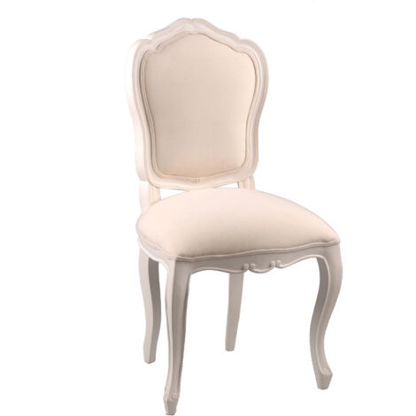 Lot de 2 chaises en tissu et bois blanc - CHEVERNY